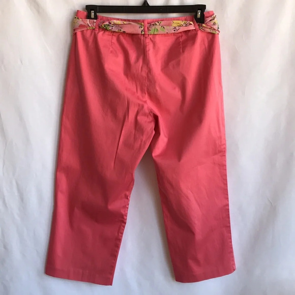 George peach stretch crop pants with scarf belt - Picture 4 of 6